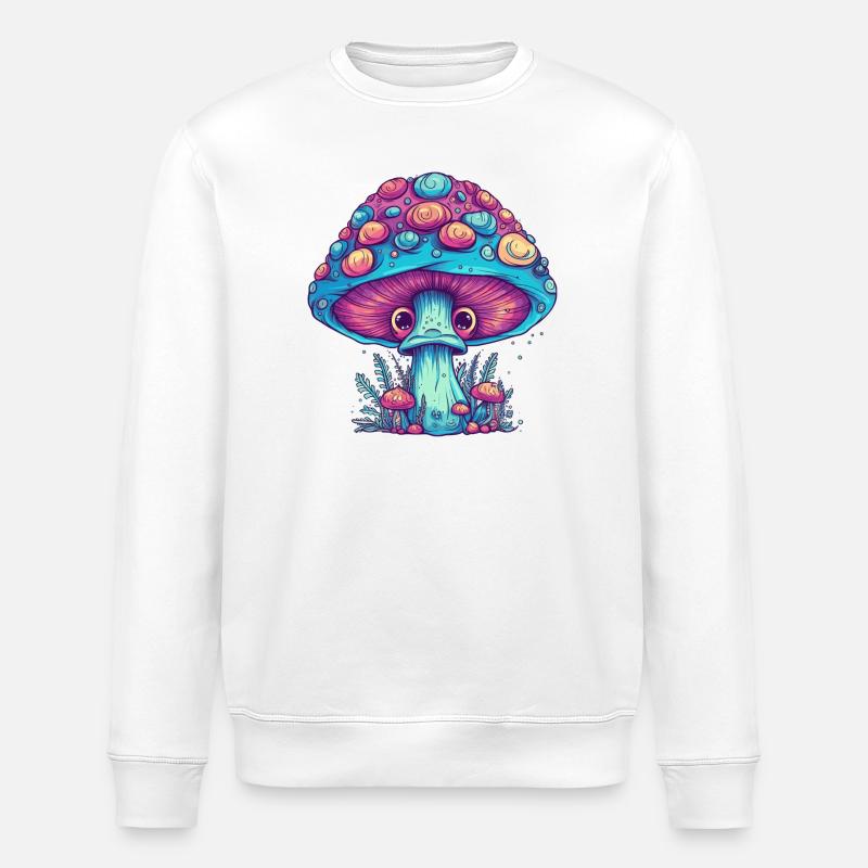Psychedelic Mushroom - Magic Mushroom - Stanley/Stella ROLLER Unisex Organic Sweatshirt - white