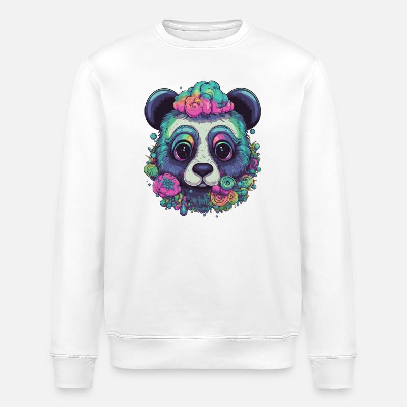 Psychedelic Panda - Stanley/Stella ROLLER Unisex Organic Sweatshirt - white