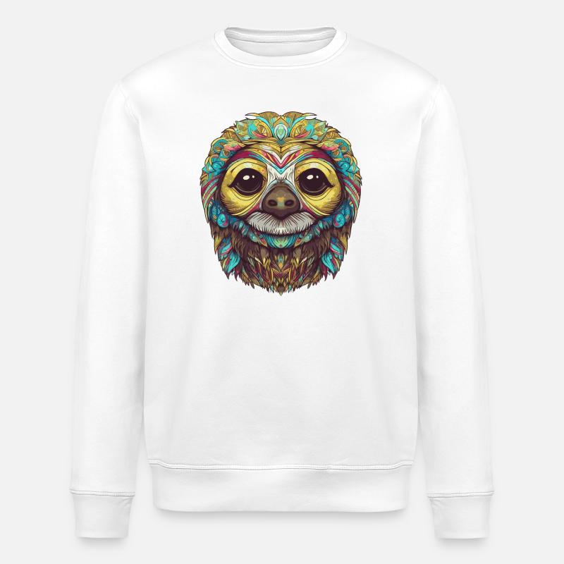 Psychedelic sloth - Stanley/Stella ROLLER Unisex Organic Sweatshirt - white