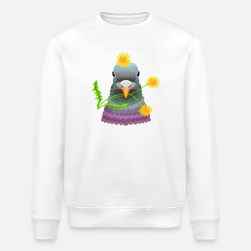 Dandelion pigeon - Stanley/Stella ROLLER Unisex Organic Sweatshirt - white