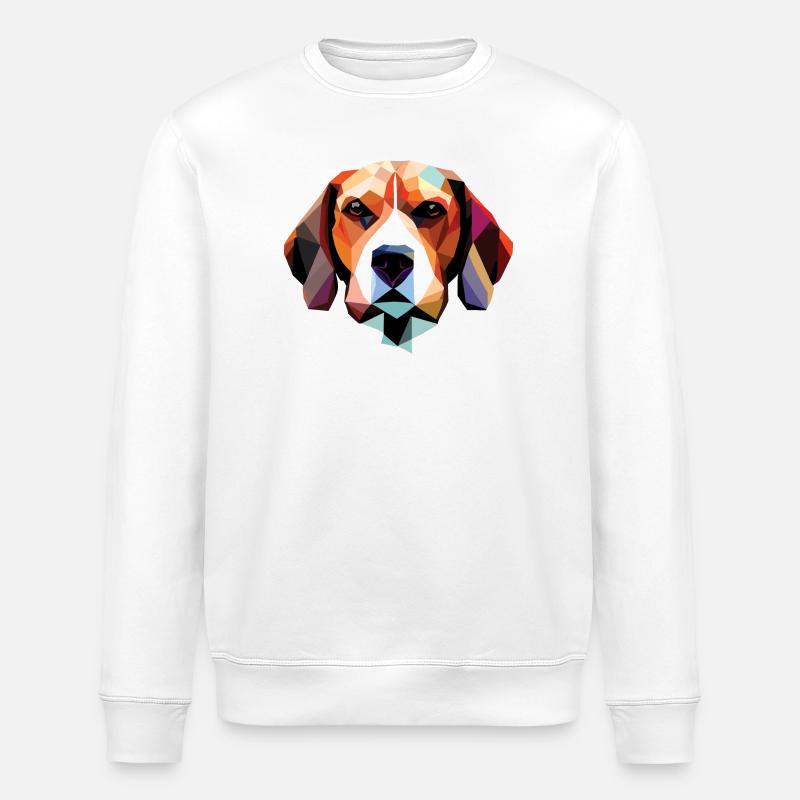 Beagle Dog Polygon - Stanley/Stella ROLLER Unisex Organic Sweatshirt - white