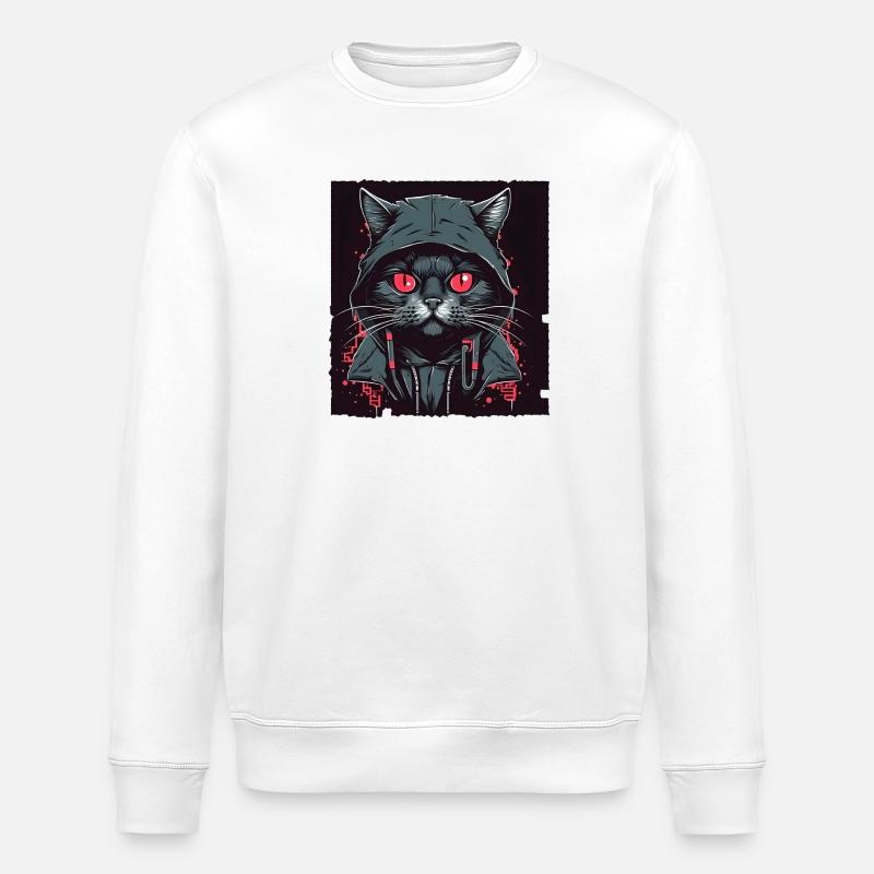 Hacker cat - Stanley/Stella Unisex Bio-Sweatshirt ROLLER - Weiß
