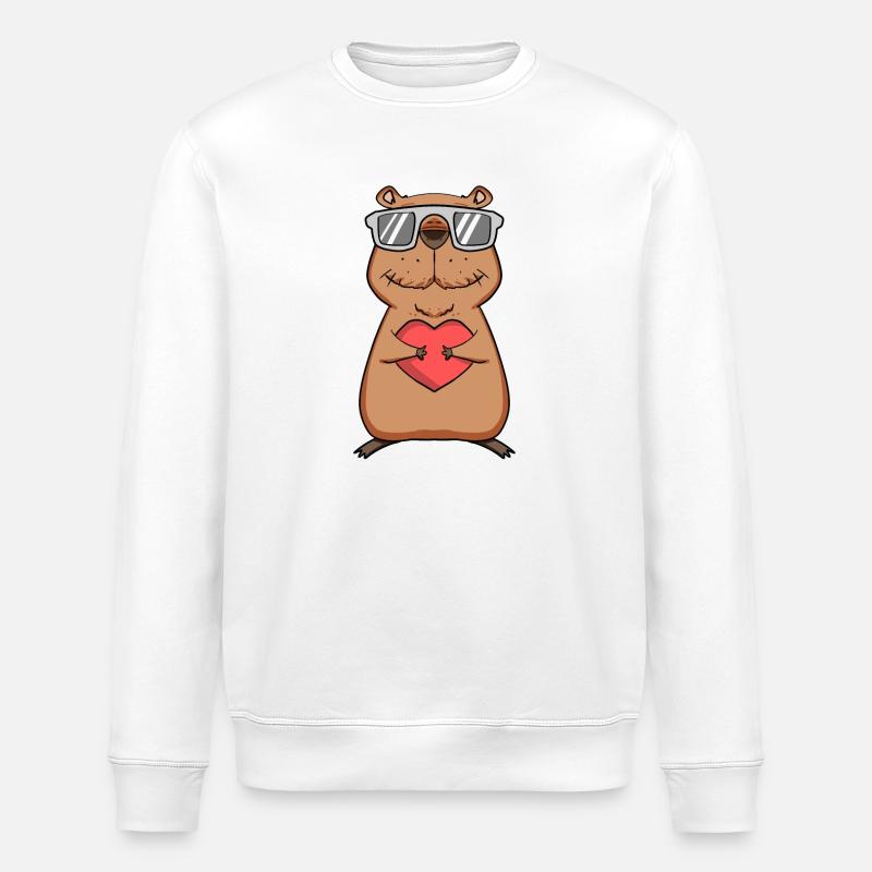 Capybara capybara heart motif - Stanley/Stella ROLLER Unisex Organic Sweatshirt - white
