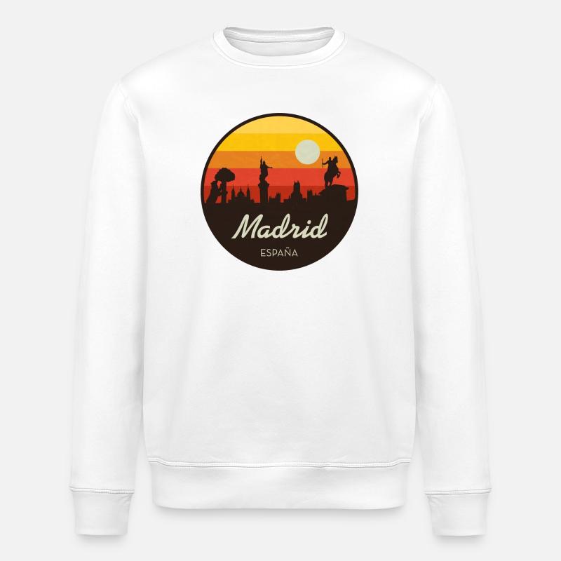 Madrid Sunset Skyline Rétro - Sweat bio ROLLER Stanley/Stella Unisexe - blanc