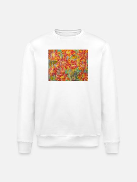 Lebendige Blumenwiese im Impressionstil - Stanley/Stella Unisex Bio-Sweatshirt ROLLER - Weiß