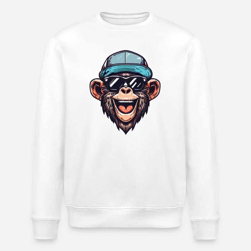 Drôle de singe - Sweat bio ROLLER Stanley/Stella Unisexe - blanc