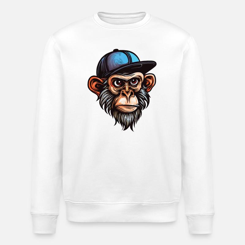 Lustiger Affe - Stanley/Stella Unisex Bio-Sweatshirt ROLLER - Weiß