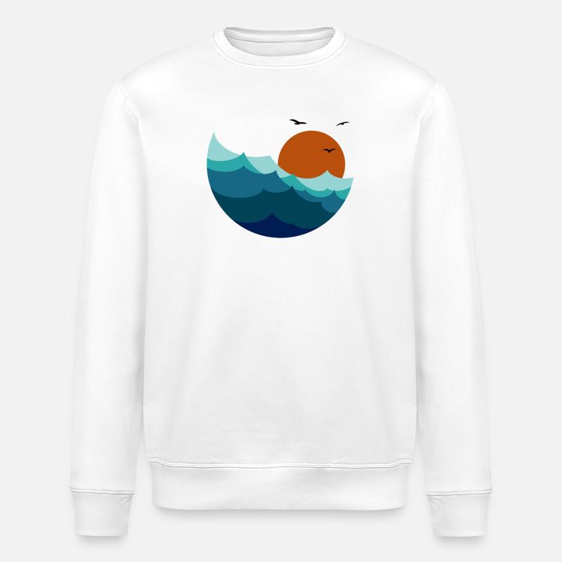 Waves Sunset - Stanley/Stella ROLLER Unisex Organic Sweatshirt - white