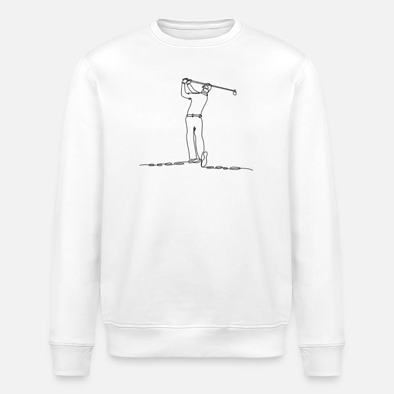Golf Spieler Lineart schwarz - Stanley/Stella Unisex Bio-Sweatshirt ROLLER - Weiß