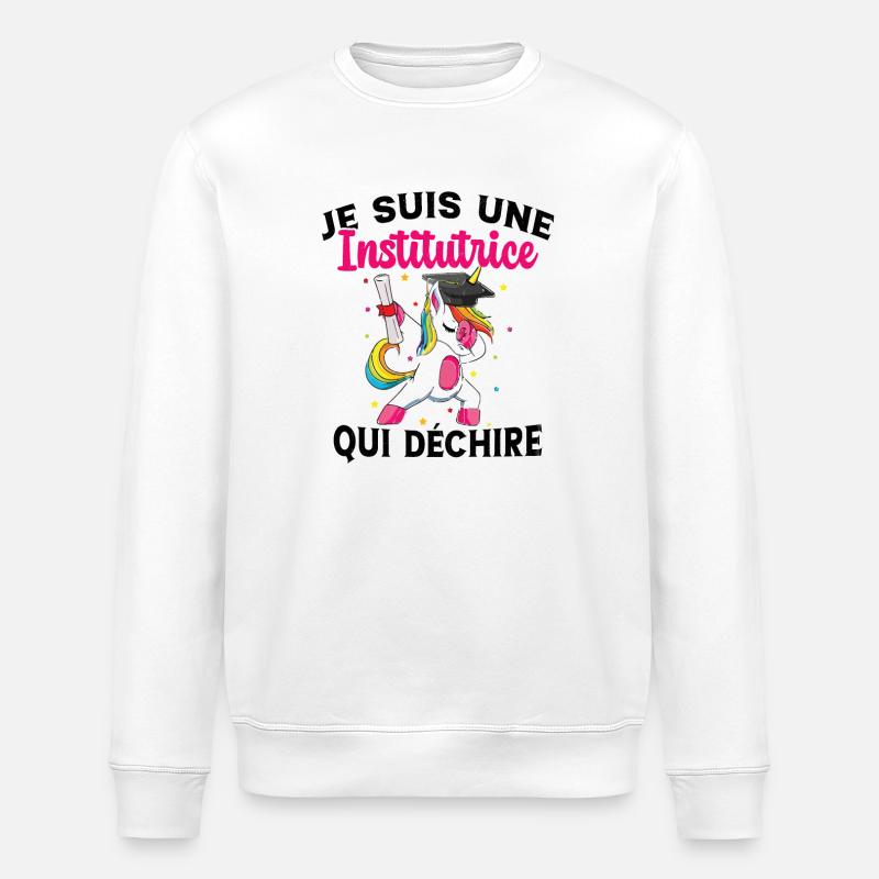 Femme Institutrice Qui Déchire Idée Enseignant - Sweat bio ROLLER Stanley/Stella Unisexe - blanc
