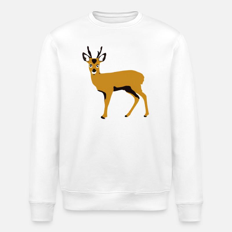 Cerf stylisé orange - Sweat bio ROLLER Stanley/Stella Unisexe - blanc