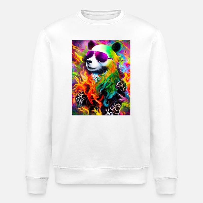 Regenbogen Panda Sonnenbrille - Stanley/Stella Unisex Bio-Sweatshirt ROLLER - Weiß