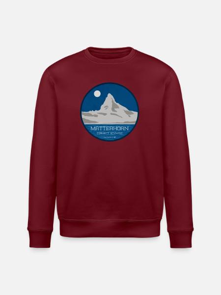 Matterhorn Zermatt graphic with altitude - Stanley/Stella ROLLER Unisex Organic Sweatshirt - white