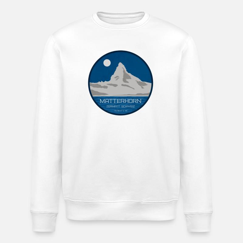 Graphique du Cervin Zermatt avec altitude - Sweat bio ROLLER Stanley/Stella Unisexe - blanc