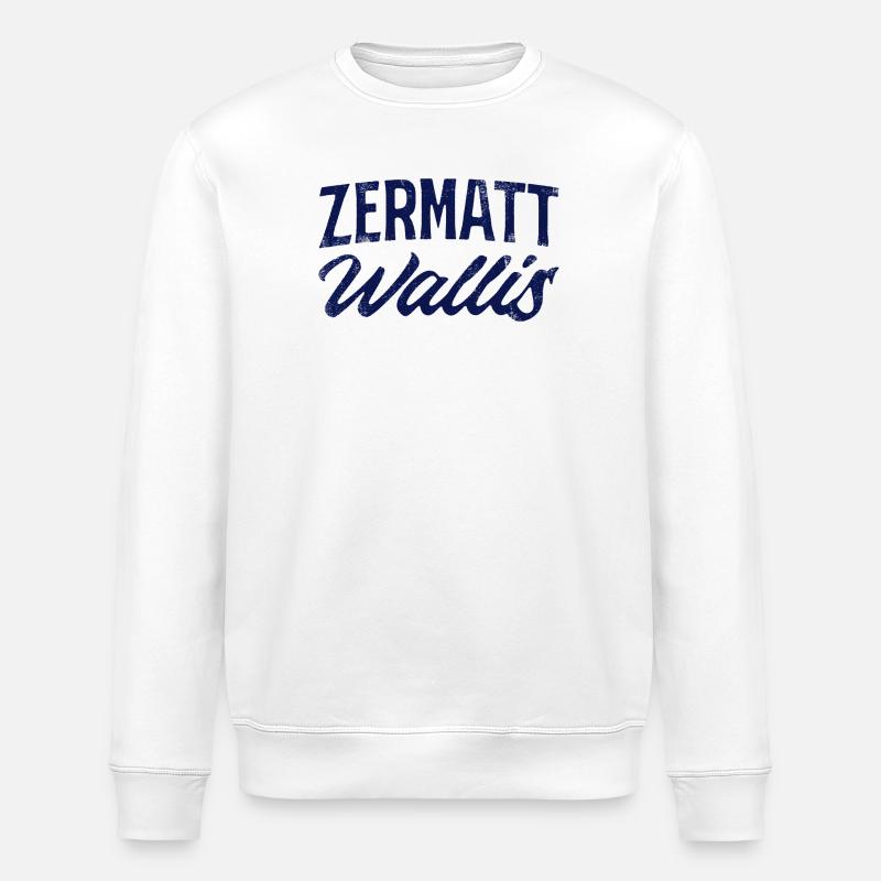 Zermatt Valais Alpine Script - Stanley/Stella ROLLER Unisex Organic Sweatshirt - white