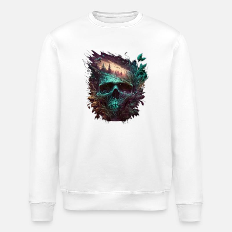 Neon Schädel Waldkunst - Stanley/Stella Unisex Bio-Sweatshirt ROLLER - Weiß