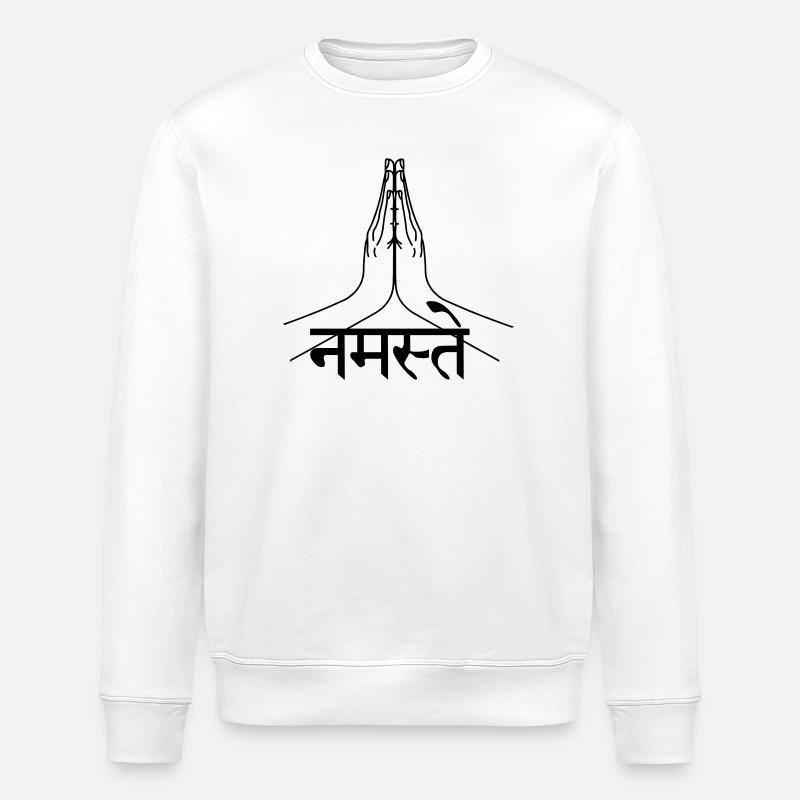 Namaste Sanskrit écrit mains - Sweat bio ROLLER Stanley/Stella Unisexe - blanc