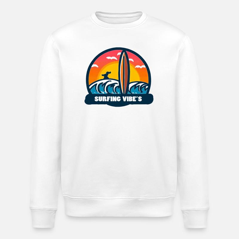 logo surfing vibes sunset - Sweat bio ROLLER Stanley/Stella Unisexe - blanc