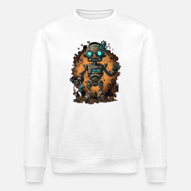 Netter kleiner Roboter - Stanley/Stella Unisex Bio-Sweatshirt ROLLER - Weiß