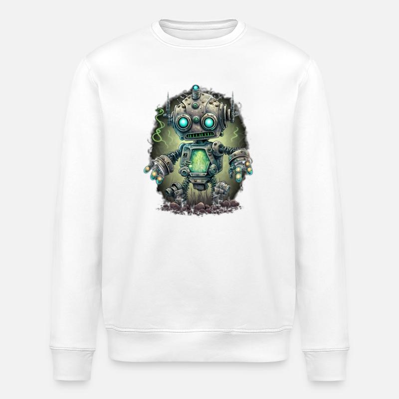 Neon Steampunk Robot - Stanley/Stella ROLLER Unisex Organic Sweatshirt - white