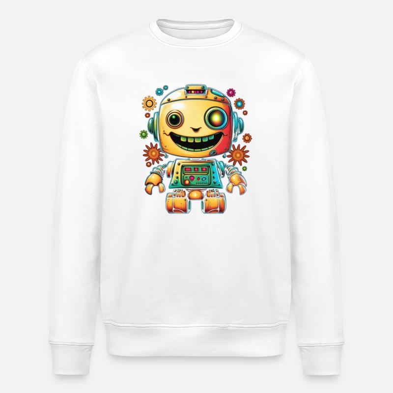 Neon Robot Pop Gear - Stanley/Stella ROLLER Unisex Organic Sweatshirt - white