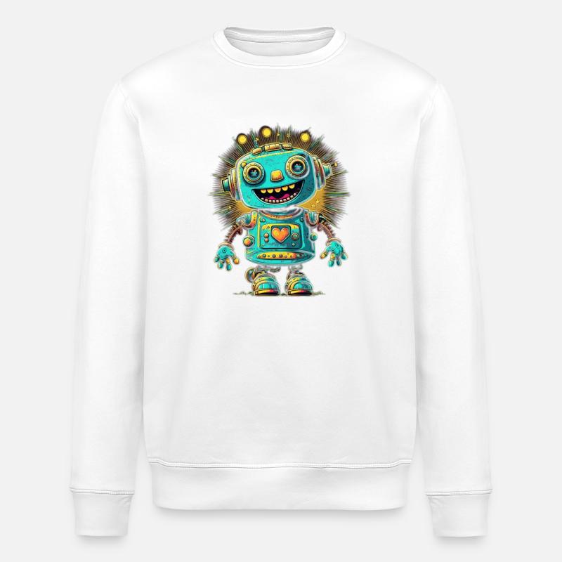 Kawaii Heart Bot Neon Burst - Sweat bio ROLLER Stanley/Stella Unisexe - blanc