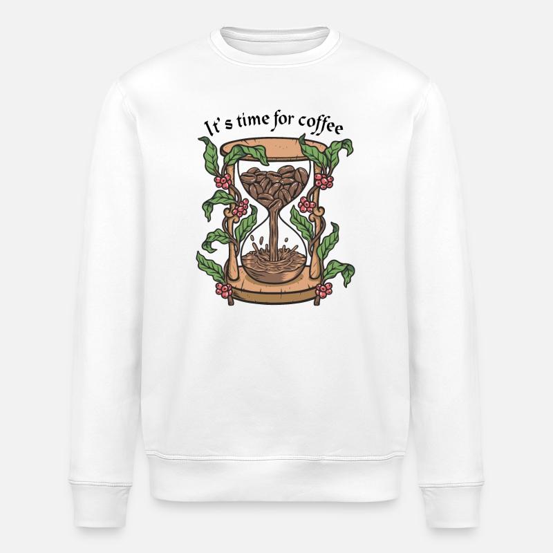 Heure du café Sielier botanique - Sweat bio ROLLER Stanley/Stella Unisexe - blanc