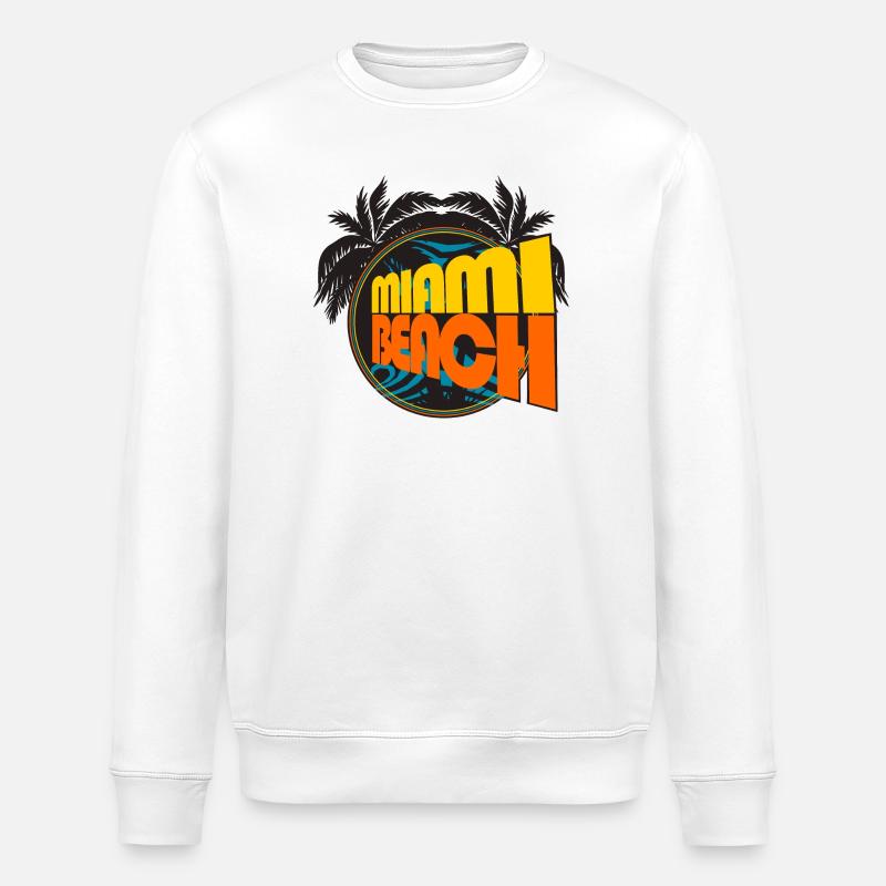 Miami Beach Retro-Palmen - Stanley/Stella Unisex Bio-Sweatshirt ROLLER - Weiß