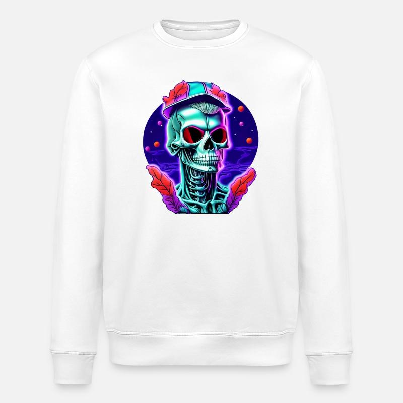 Skeleton with cap - Stanley/Stella ROLLER Unisex Organic Sweatshirt - white