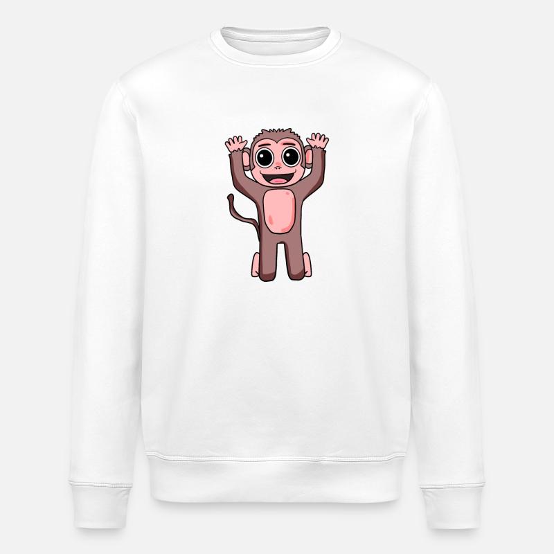 Monkey motif for children - Stanley/Stella ROLLER Unisex Organic Sweatshirt - white