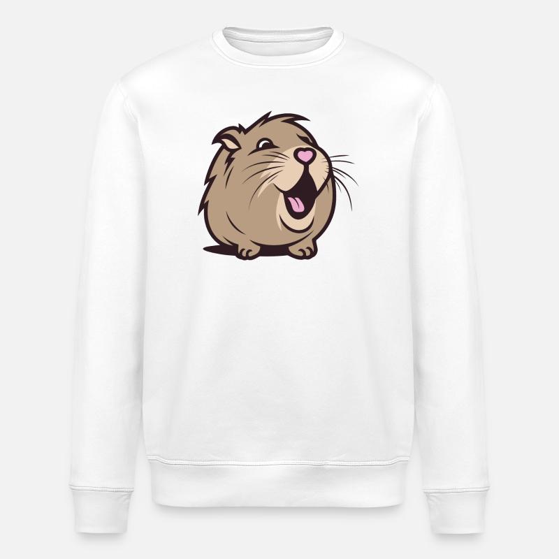 Cheerful Capybara / Guinea Pig / Hamster – Heart - Stanley/Stella ROLLER Unisex Organic Sweatshirt - white