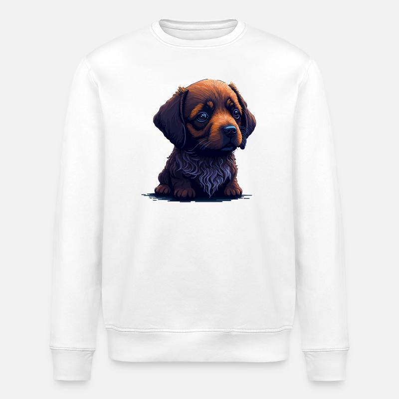Dachshund in Digital Style - Stanley/Stella ROLLER Unisex Organic Sweatshirt - white