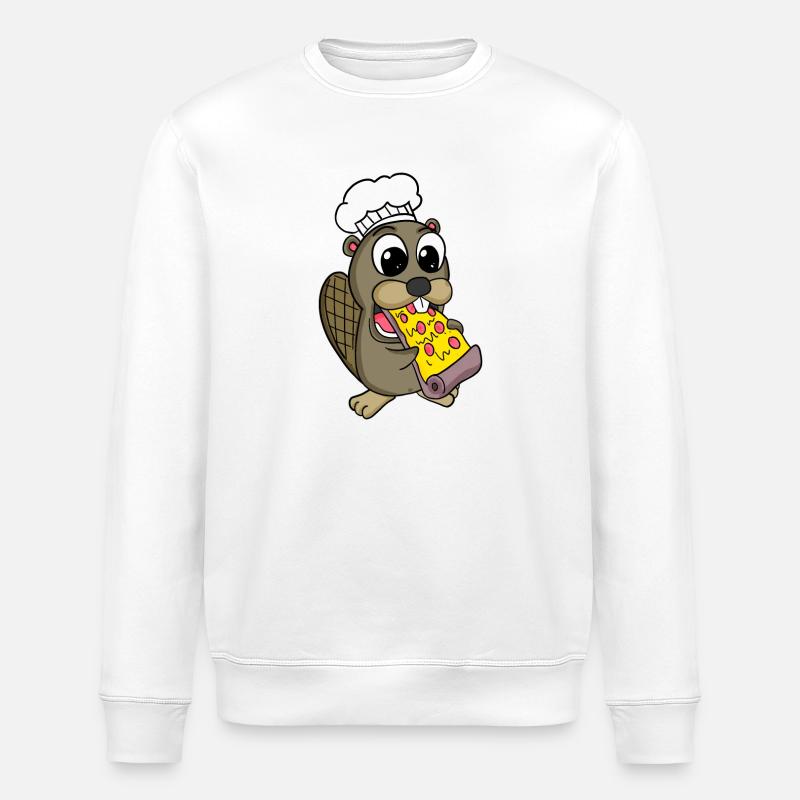 Pizza au castor gourmet - Sweat bio ROLLER Stanley/Stella Unisexe - blanc