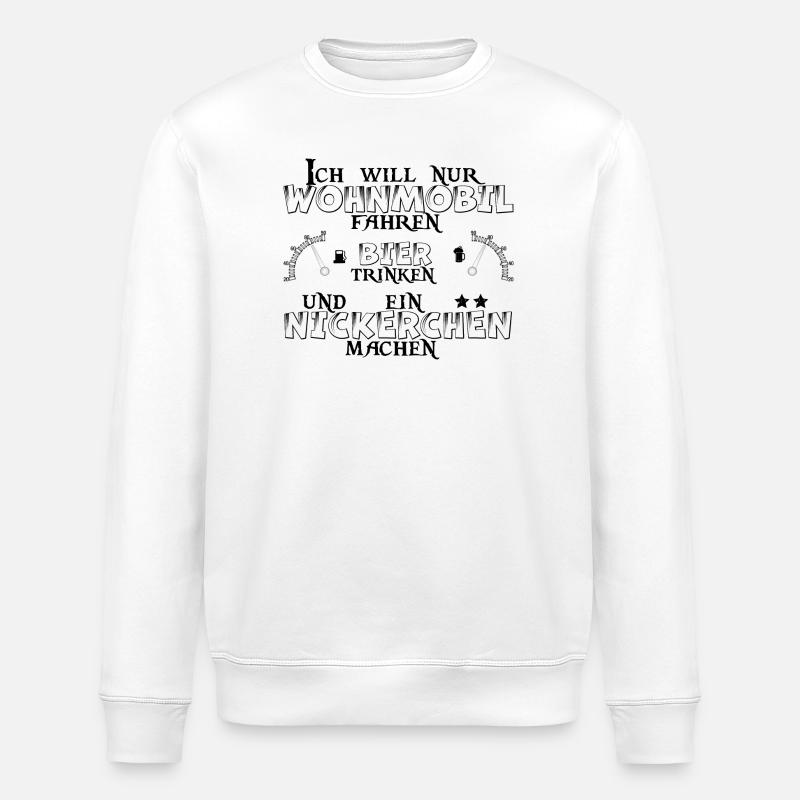Wohnmobil Bier Nickerchen Camping - Stanley/Stella Unisex Bio-Sweatshirt ROLLER - Weiß