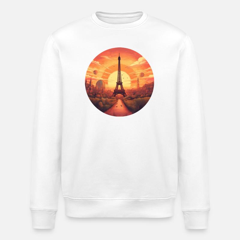 Paris Eiffelturm im Sonnenuntergang - Stanley/Stella Unisex Bio-Sweatshirt ROLLER - Weiß