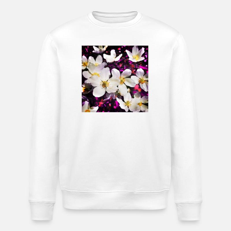 Weiße Anemonen - Stanley/Stella Unisex Bio-Sweatshirt ROLLER - Weiß