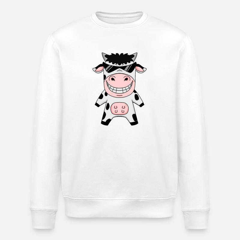 coole Kuh mit Sonnenbrille - Stanley/Stella Unisex Bio-Sweatshirt ROLLER - Weiß