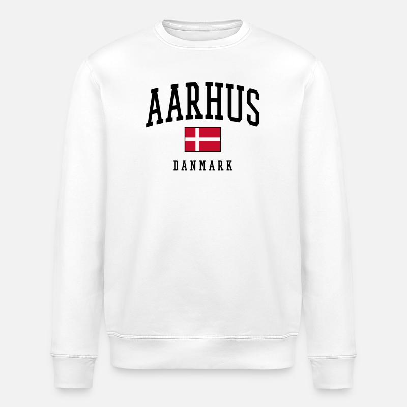 AARHUS DANMARK – Dänemark Flagge Design - Stanley/Stella Unisex Bio-Sweatshirt ROLLER - Weiß