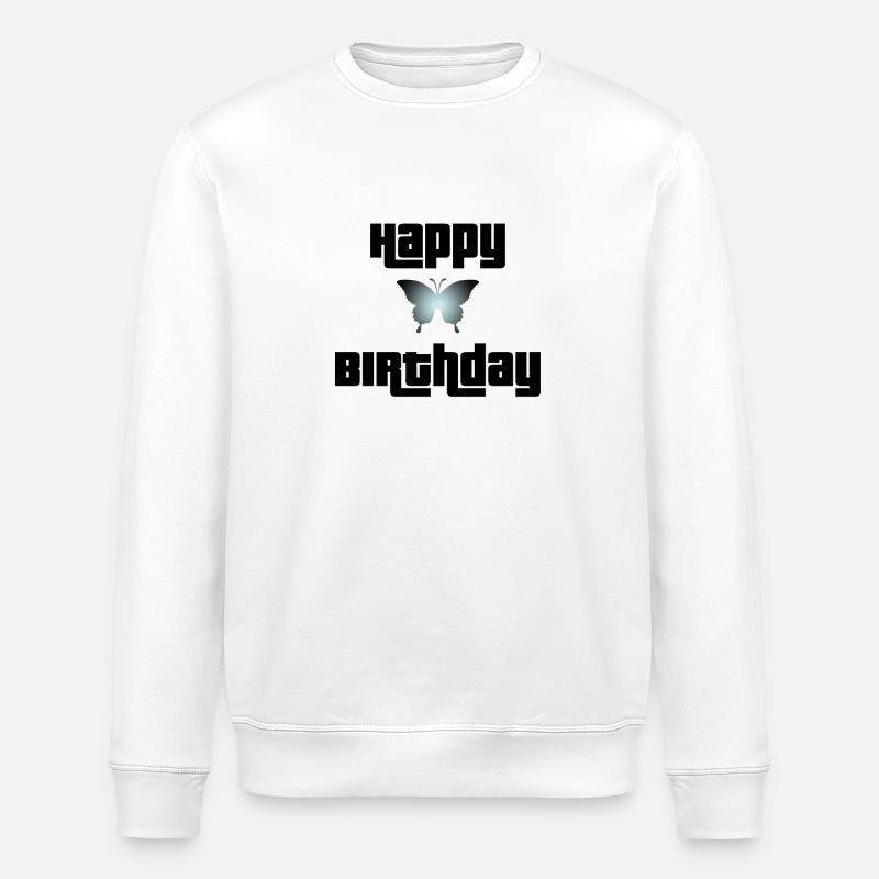 Happy Birthday Schmetterling Design - Stanley/Stella Unisex Bio-Sweatshirt ROLLER - Weiß