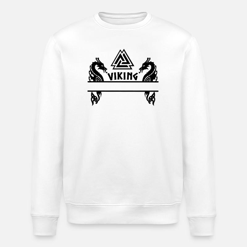 Viking two dragons Valknut , Odins knot - Stanley/Stella ROLLER Unisex Organic Sweatshirt - white