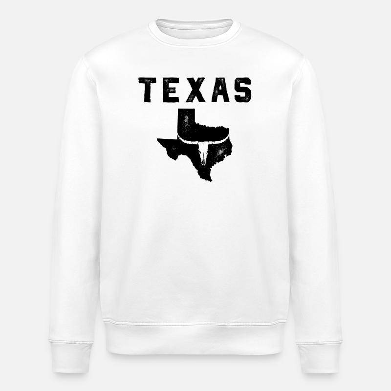 Texas map - Stanley/Stella ROLLER Unisex Organic Sweatshirt - white