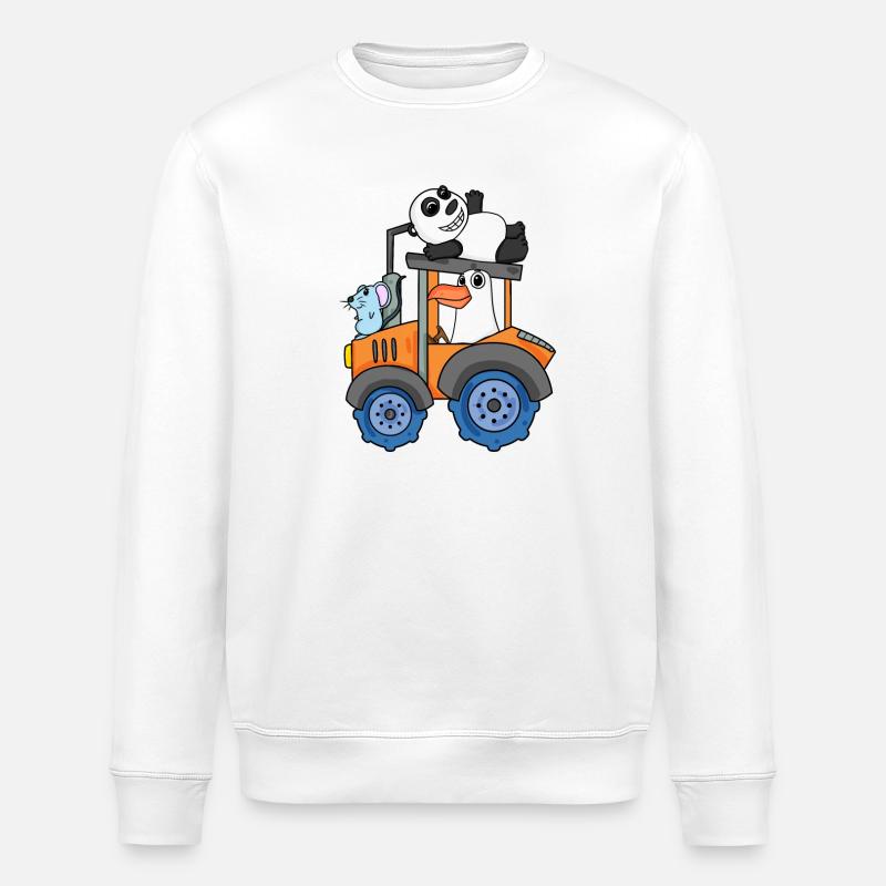 Traktor Trecker Niedliche Tiere - Stanley/Stella Unisex Bio-Sweatshirt ROLLER - Weiß