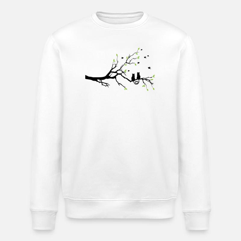 Rameau nocturne à feuilles vertes - Sweat bio ROLLER Stanley/Stella Unisexe - blanc