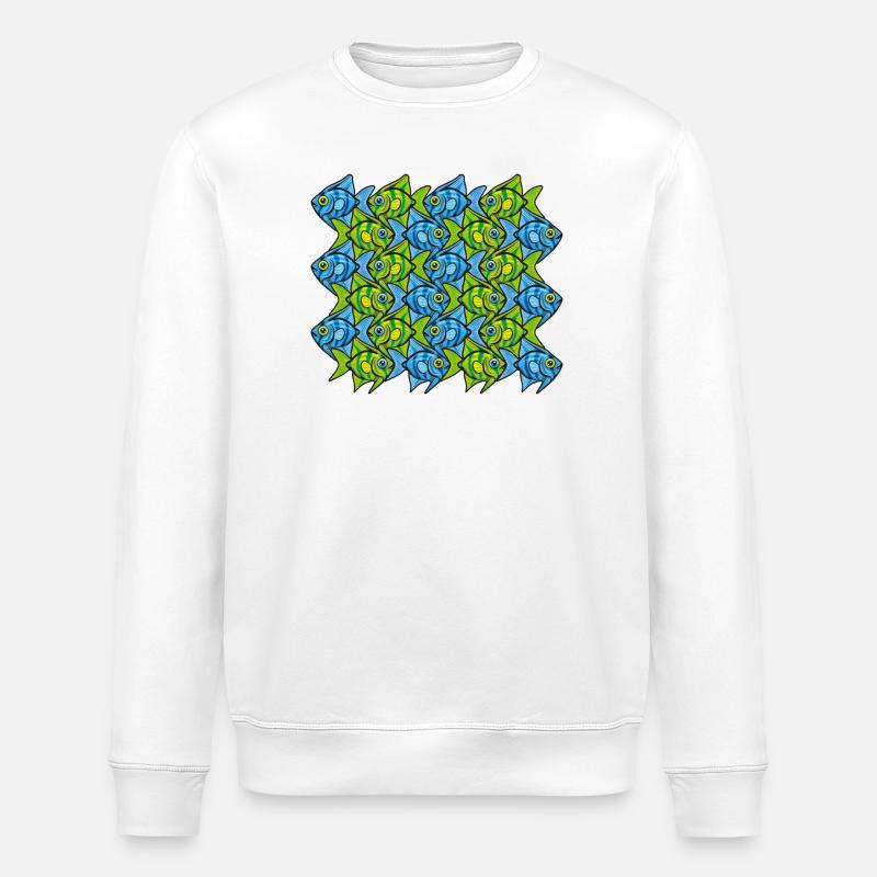 Kaiserfisch-Tessellation II - Stanley/Stella Unisex Bio-Sweatshirt ROLLER - Weiß