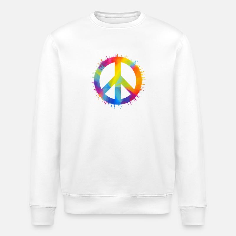 Regenbogen Peace - Stanley/Stella Unisex Bio-Sweatshirt ROLLER - Weiß