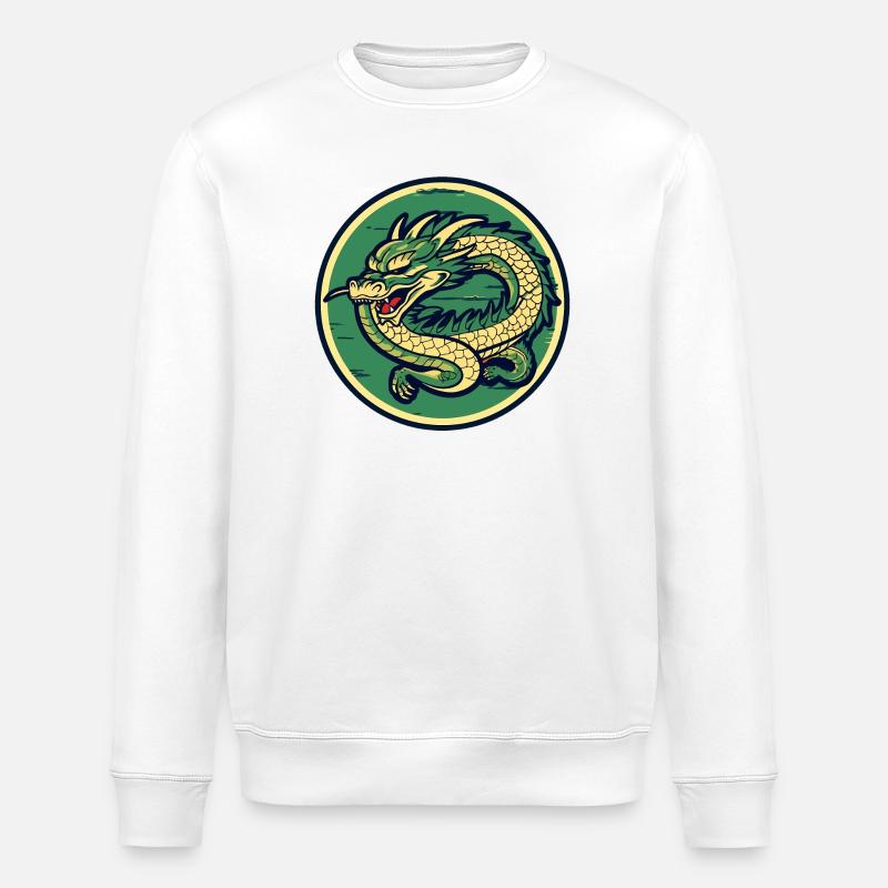 Dragon Crest Circle Patch - Stanley/Stella Unisex Bio-Sweatshirt ROLLER - Weiß