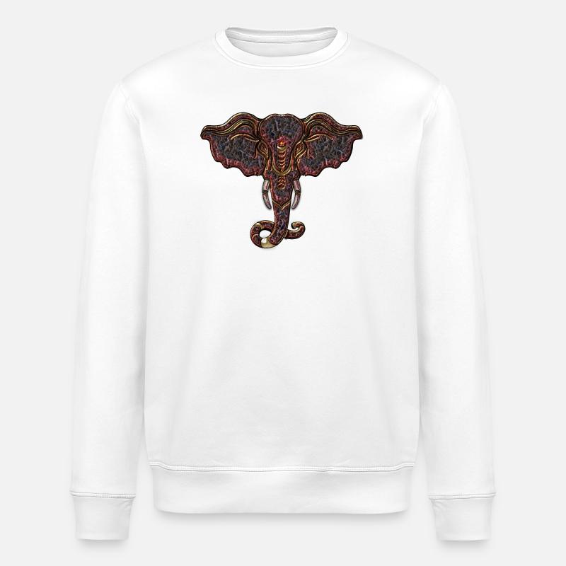 Tête d’éléphant décorative - Sweat bio ROLLER Stanley/Stella Unisexe - blanc