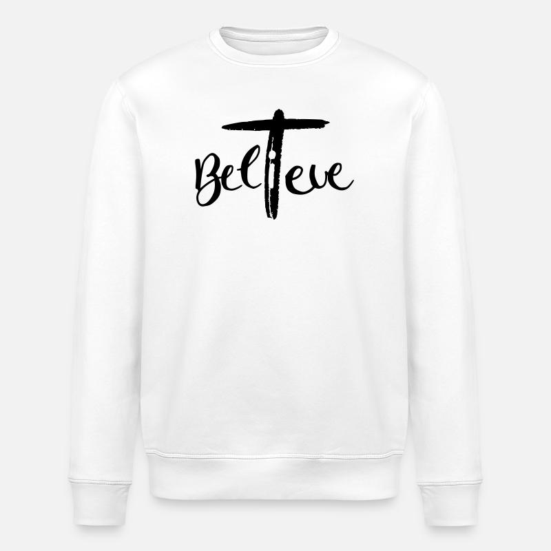 Believe im Kreuz - Stanley/Stella Unisex Bio-Sweatshirt ROLLER - Weiß