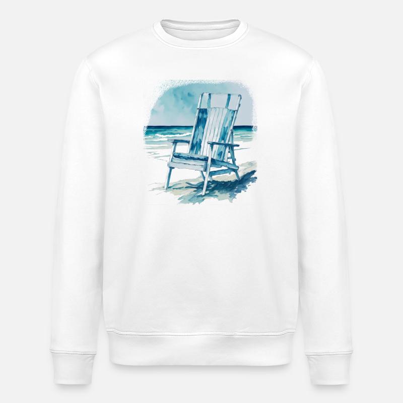 Chaise longue sur la plage - Sweat bio ROLLER Stanley/Stella Unisexe - blanc