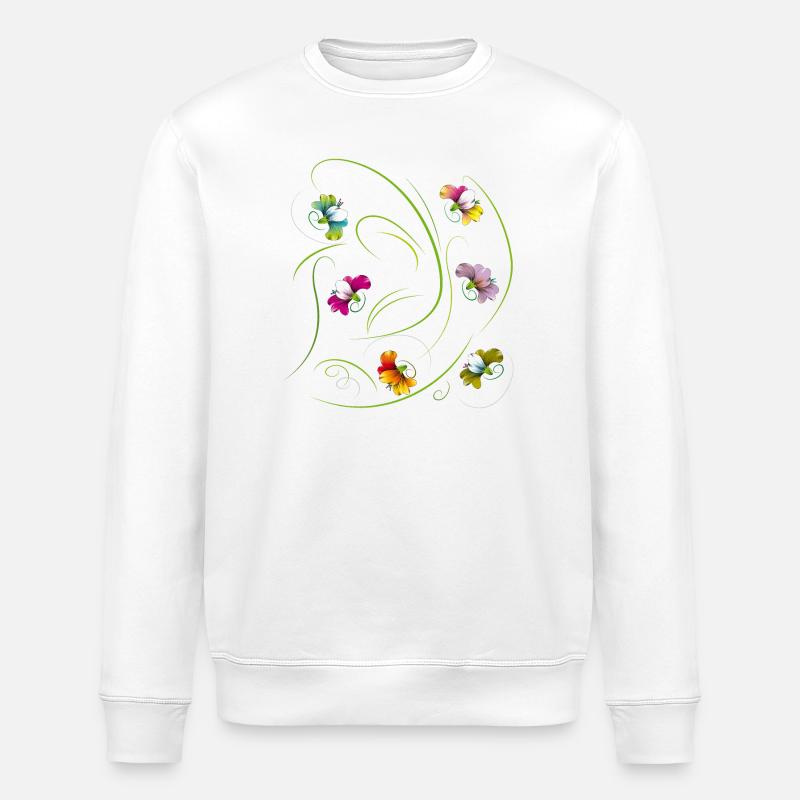 Blütenranke, Flowers - Stanley/Stella Unisex Bio-Sweatshirt ROLLER - Weiß